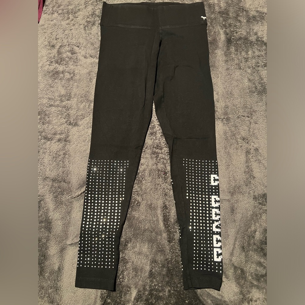 PINK By Victoria Secret S leggings with rhinestones on bottom of legs